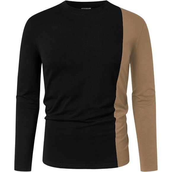 Hardaddy Men's Black Casual Contrast Color T-Shirts Crew Neck Tee Top - Picture 5 of 6